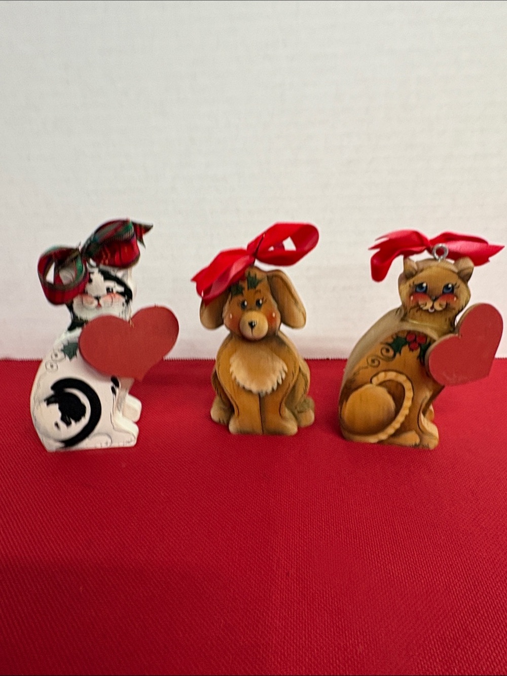 B.J. Messmer Holiday Wooden Ornaments lot of 3 -signed 1992-1993-1999